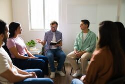 A group of people reading at a support group. Read the list of NA meeting topics sorted by step, here.