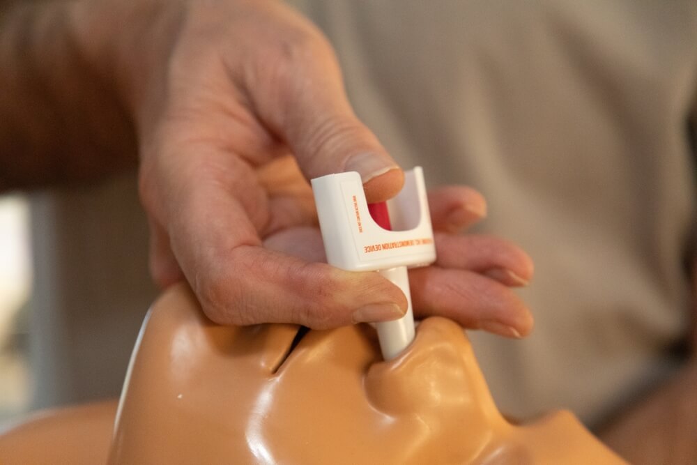 A demonstration of how to administer naloxone